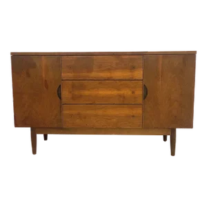 Vintage 1960’s Mid-Century Modern Walnut Sideboard/Console/Credenza With Wood Grain Laminate Top by Stanley Furniture Company