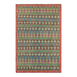 Eclectic Balochi Blue/Orange Wool Rug - 4'10''x8'3'' For Sale