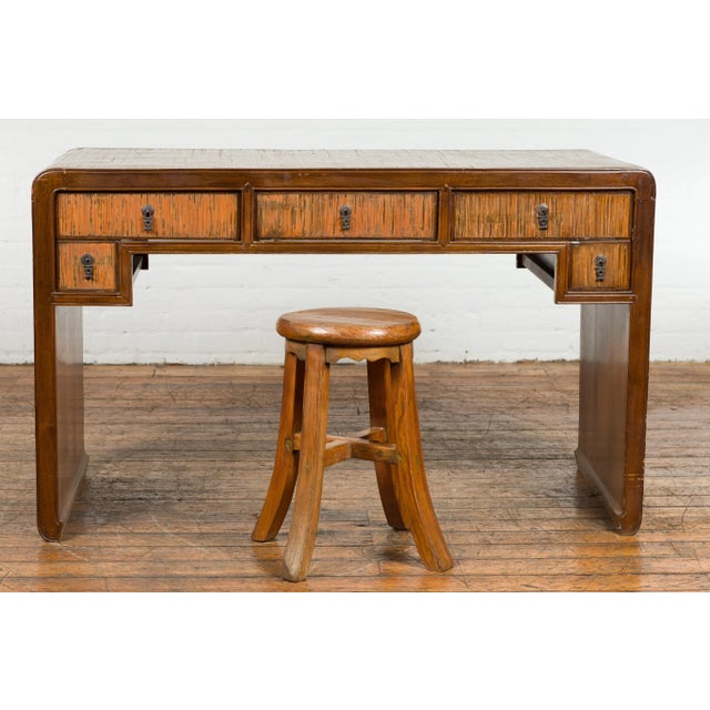Waterfall Style Vintage Desk with Unique Drawer Design For Sale - Image 10 of 12