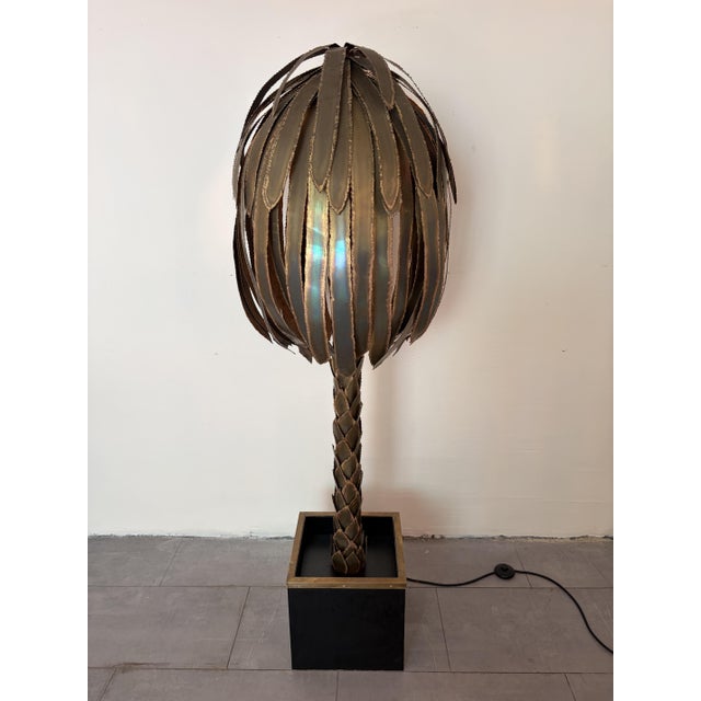 Mid-Century Modern Brass Palm Tree Floor Lamp by Maison Jansen, 1970s For Sale - Image 3 of 14