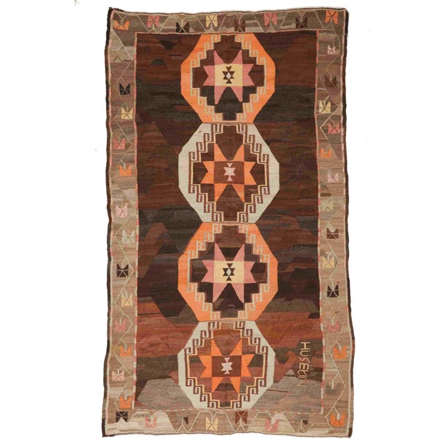 Textile Vintage Turkish Kilim Rug For Sale - Image 7 of 7