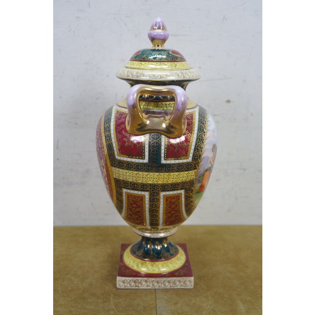 Ceramic Antique Austrian Royal Vienna Beehive Classical Mantel Vase Trophy Urn 14" For Sale - Image 7 of 16
