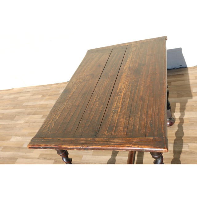 Antique English Solid Oak Barley Twist Side Table | Jacobean Revival Accent Table, Circa 1920s For Sale - Image 10 of 18