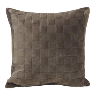Brown Check-Pattern Square Decorative Pillow From Portugal 18 X 18 For Sale
