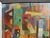 Vintage colorful abstract oil on board painting by Helyn Cannon with a thick gray frame. Frame: 36" x29 1/2" Site: 30" x...