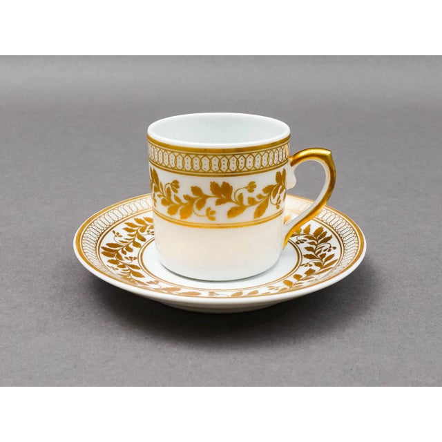 Vista Alegre Vista Alegre Portugal Anna White & Gold Porcelain Espresso Cup & Saucer Set- 12 Pieces For Sale - Image 4 of 12