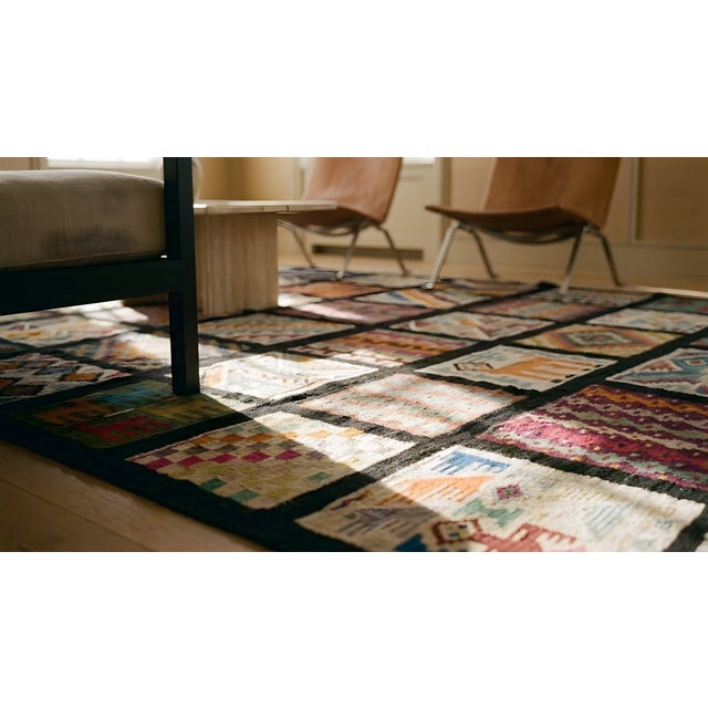 1930s Geometric Folk Art Multicolor Antique Tunisian Gafsa Flatweave Rug For Sale - Image 16 of 17