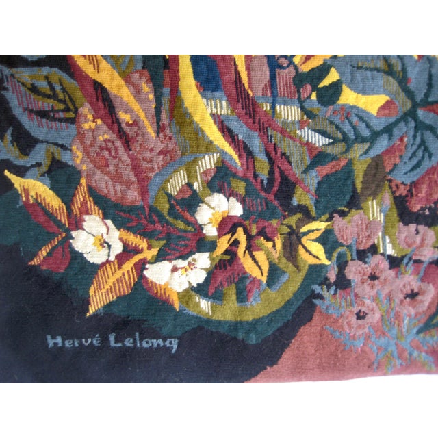 Purple 1960s French Mid Century Modern Herve Lelong Aubusson Tapestry For Sale - Image 8 of 9