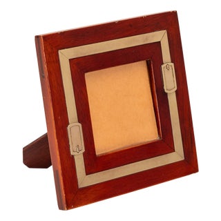 Vintage French Photograph Frame with Brass Buckle Detail, 1950s For Sale