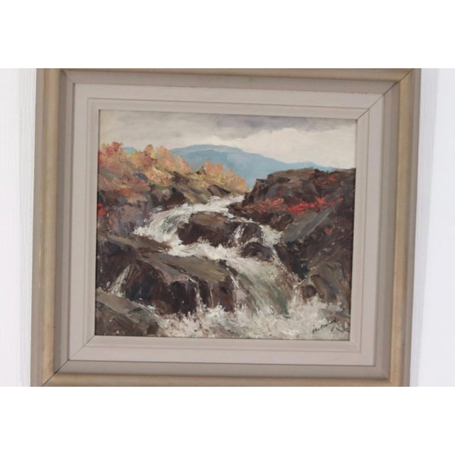 Åke Ahmlund, Landscape with Waterfall, 1960s, Oil on Panel, Framed For Sale - Image 14 of 15