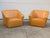 Pair of large, comfortable Sancal Spain high quality tan leather lounge chairs in excellent condition, a design by José...