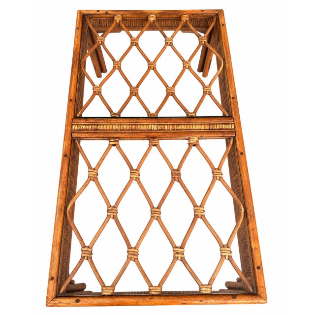 Vintage Split Bamboo & Rattan Glass Top Coffee Table | Coastal Hollywood Regency Woven Cane Style For Sale - Image 4 of 10