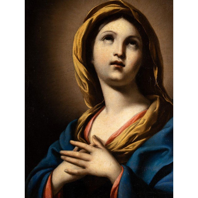 After Elisabetta Sirani, Virgin in Prayer, 1600s, Oil Painting For Sale - Image 4 of 7