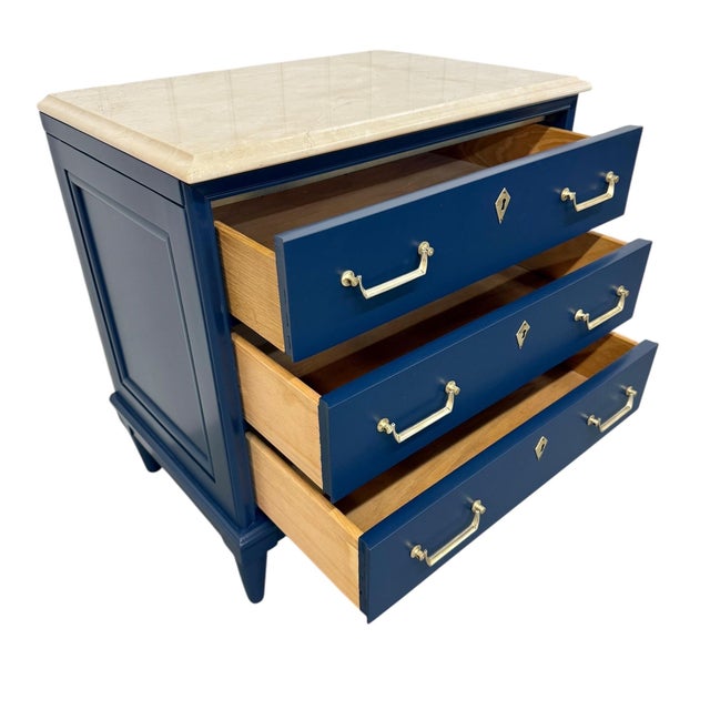 Vintage American of Martinsville Navy Blue Marble Top Nightstands - Set of 2 For Sale - Image 9 of 10