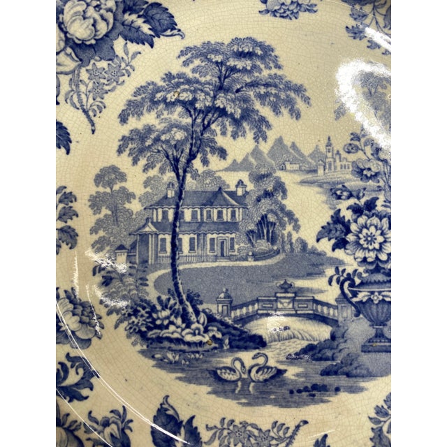 Mid 19th Century Mid 19th Century Blue & White English Staffordshire Transferware Plates- Set of 5 For Sale - Image 5 of 13