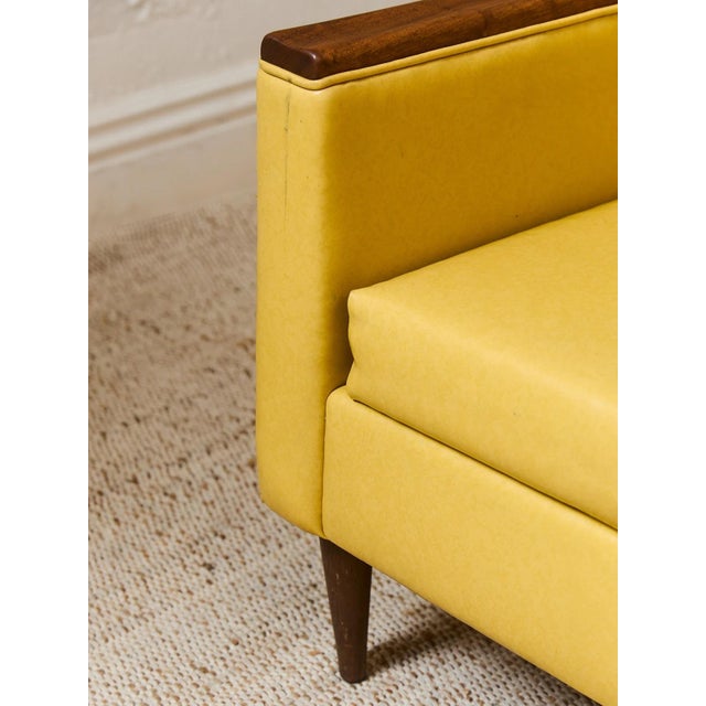 Yellow Vintage Sofa With Wood Arms For Sale In Los Angeles - Image 6 of 10