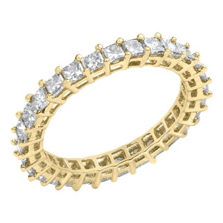 14K Yellow Gold 2.00 Cttw Shared Prong Set Princess Cut Diamond Eternity Band Ring (J-K Color, SI1-SI2 Clarity) - Ring - Size 7 For Sale