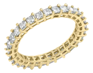 14K Yellow Gold 2.00 Cttw Shared Prong Set Princess Cut Diamond Eternity Band Ring (J-K Color, SI1-SI2 Clarity) - Ring - Size 7