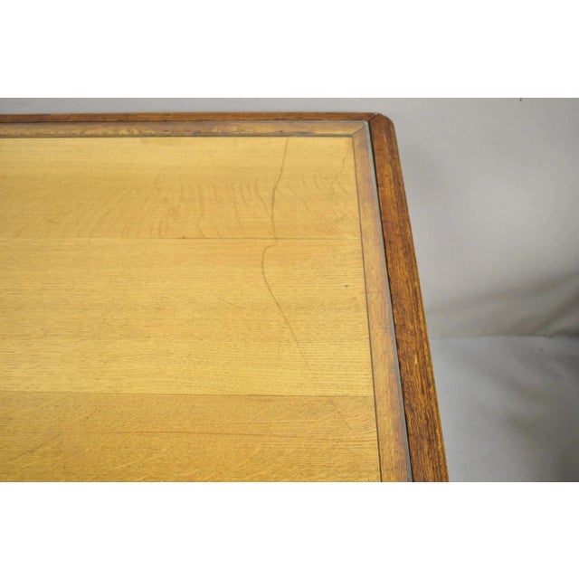 Wood Antique French Victorian Louis XV Style Oak 2 Drawer Writing Desk Console Table For Sale - Image 7 of 12