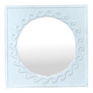 Vintage Wave Design Aluminum Mirror For Sale