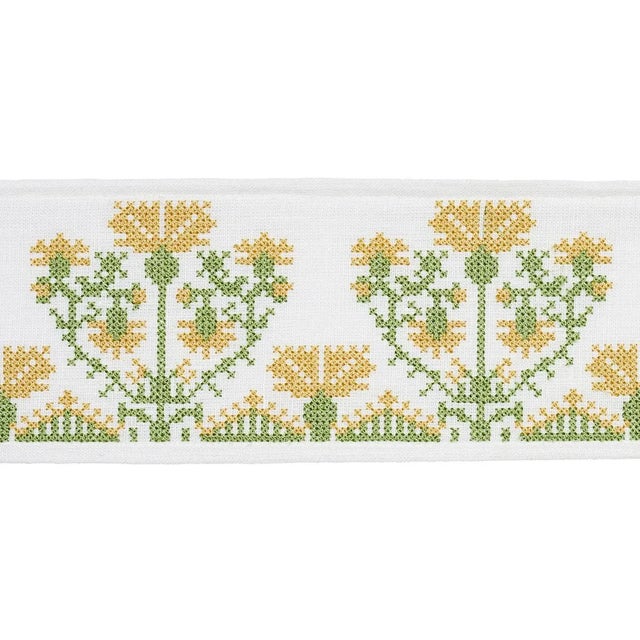 Schumacher Sample - Schumacher Custis Embroidered Tape in Marigold For Sale - Image 4 of 4