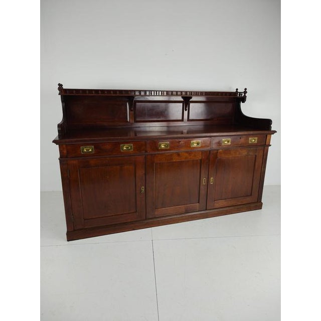 English Campaign Mahogany Dresser or Sideboard with Brass Hardware, Early 20th Century For Sale - Image 15 of 18