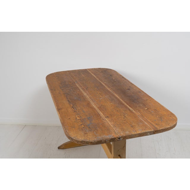 Brown Swedish Folk Art Pine Dining Table For Sale - Image 8 of 14
