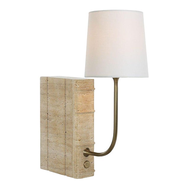 Book Mini Lamp - Travertine For Sale