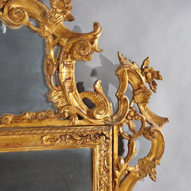 Wood Oversized 58" Antique French Louis XIV Carved Gilt Wood Mirror 19thC For Sale - Image 7 of 12