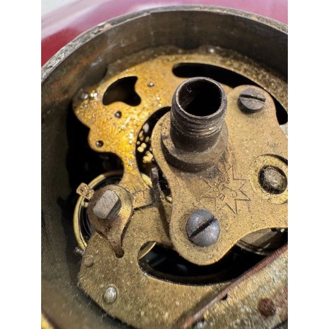 Antique German Art Nouveau Ceramic Dish Desk Clock With Metal Detailing For Sale - Image 11 of 11