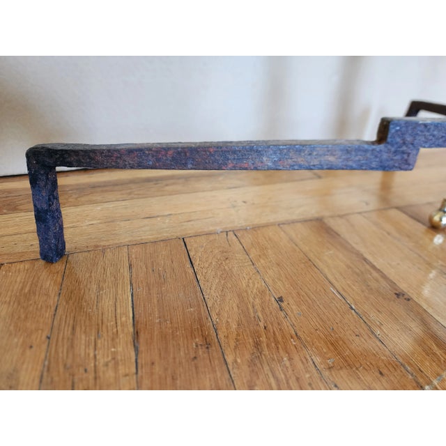 Antique 19th Century Federal Style Brass Andirons-A Pair For Sale - Image 12 of 12