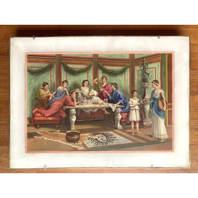 19th Century Italian Oil on Alabaster Painting Pompeian Interior Scene in Ormolu For Sale - Image 12 of 18