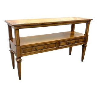 Vintage 1970's Hekman Console Table With Two Drawers For Sale