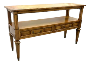 Vintage 1970's Hekman Console Table With Two Drawers