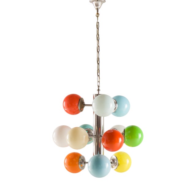 Italian Space Age Sputnik Glass Pendant Light, 1970s For Sale