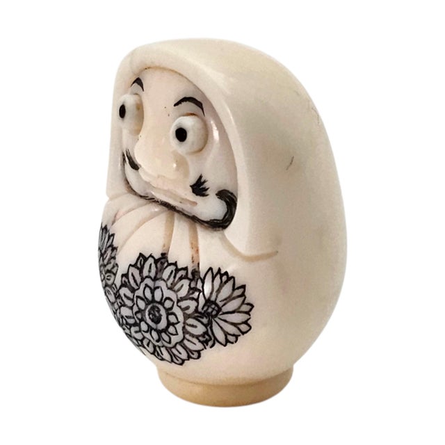 Signed Japanese Daruma Netsuke With Tobi-Dashi (Extending) Eyes, Miniature, 1" For Sale In San Francisco - Image 6 of 14