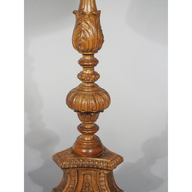 19th Century French Louis XIV Style Carved Wooden Candlestick Lamp For Sale - Image 14 of 17
