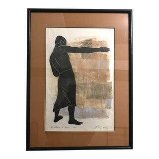 1980s "Expulsion of Hagar" Figurative Numbered Print 24/35 by Lila Oliver Asher, Framed For Sale