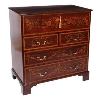 Antique Early George II Inlaid Mahogany Chest with Secretaire, 18th Century For Sale