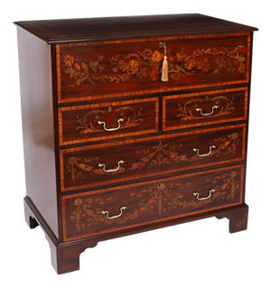 Antique Early George II Inlaid Mahogany Chest with Secretaire, 18th Century