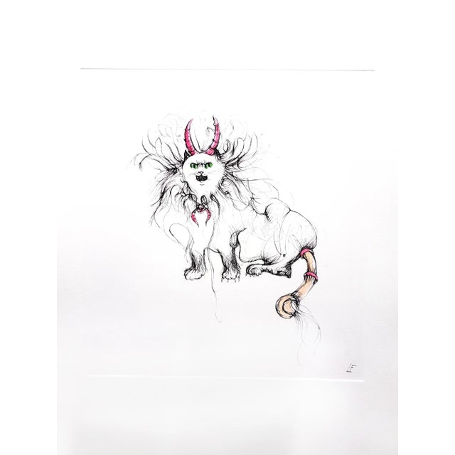 Leonor Fini - Magical Cat - Original Etching 1985 For Sale