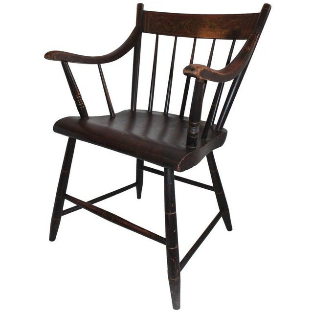Early Original Paint Decorated 19th Century Hitchcock Armchair For Sale - Image 9 of 9
