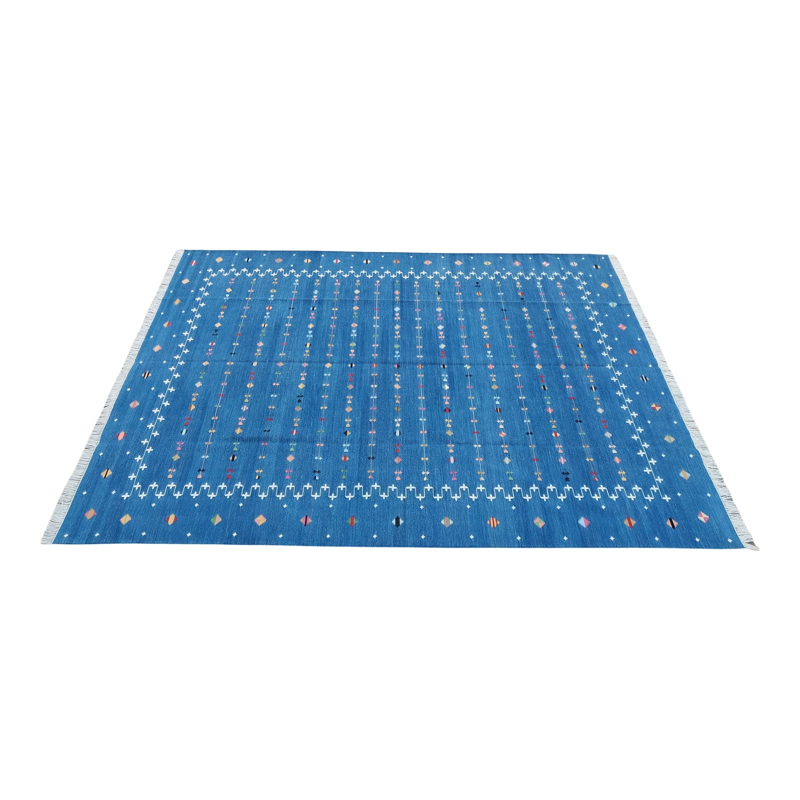 Handmade Reversible Cotton Vegetable Dyed Denim Blue Shooting Star Rug ...