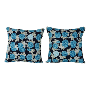 Dark Blue Uzbek Roller Printed Pillow Cover - A Pair