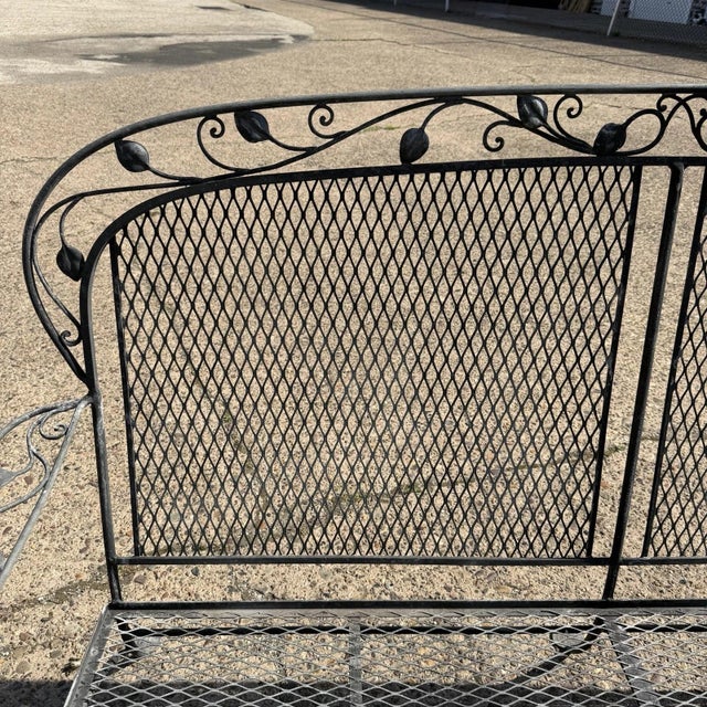Salterini Vintage Salterini Art Nouveau Wrought Iron Garden Patio Sofa Chair Set - 3 PCS For Sale - Image 4 of 18