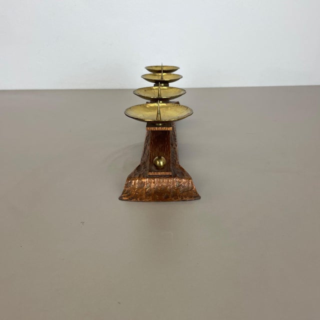 Brutalist Copper and Brass Candleholder in the style of Hagenauer, Austria, 1950s For Sale - Image 13 of 18