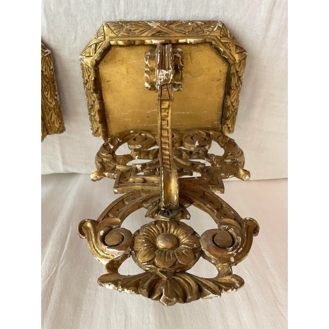 Mid 19th Century Antique Neoclassical Antique Gilt Wall Brackets- A Pair For Sale - Image 5 of 12