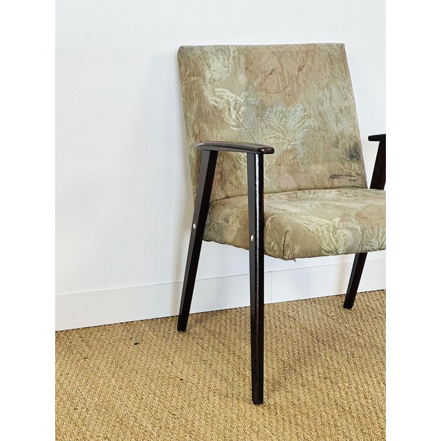 Vintage Lounge Chair in Dark Wood and Floral Patterned Fabric, 1960s For Sale - Image 11 of 14
