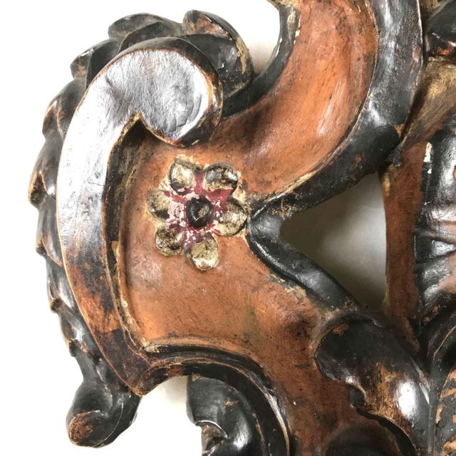 Wood Florentine Mirror Carved Silver Decorated Red For Sale - Image 7 of 9