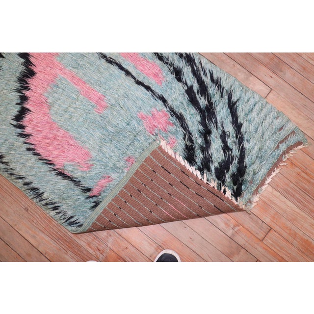 Mid-Century Modern Mint Green Swedish Rya rug no. j3724 For Sale - Image 3 of 6